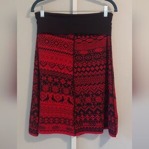 Green Vintage Sweater Skirt Sz 3 Red & Black